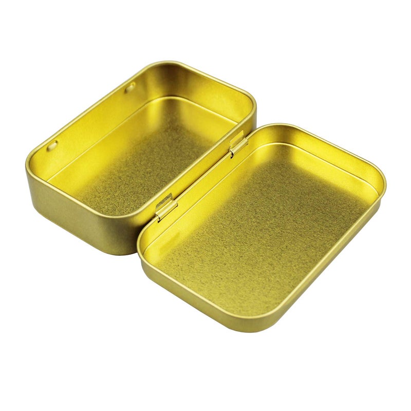 Goodma 20 Pieces Rectangular Metal Empty Hinged Tins Containers Basic Necessities Home Storage Organizer Mini Box Set, 3.75 x 2.45 x 0.8 inch (Golden) - Image 5